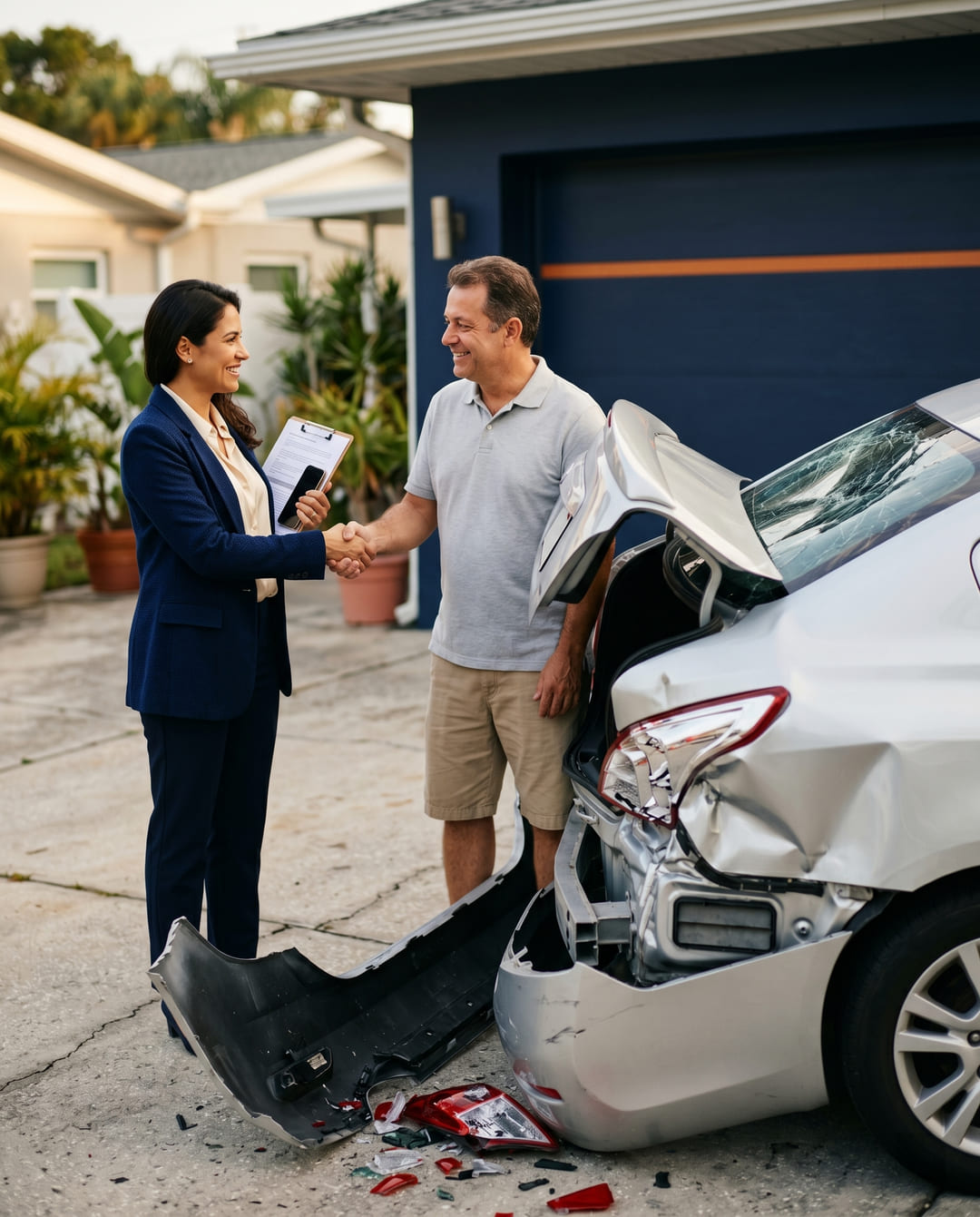 Consultora da Batidos.Center avaliando um carro sinistrado